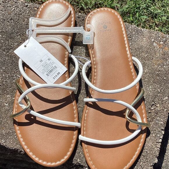 NWT Shade and Shore Women's Bali Strappy Slide Sandals White 12 - Picture 2 of 6